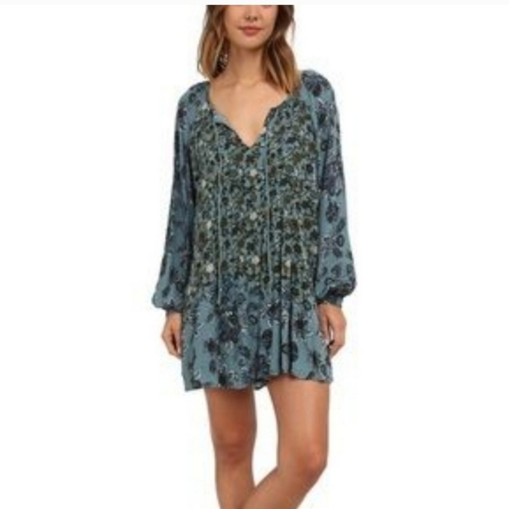 Free People Lucky Lucy Mini Dress in Sage Combo Size XS